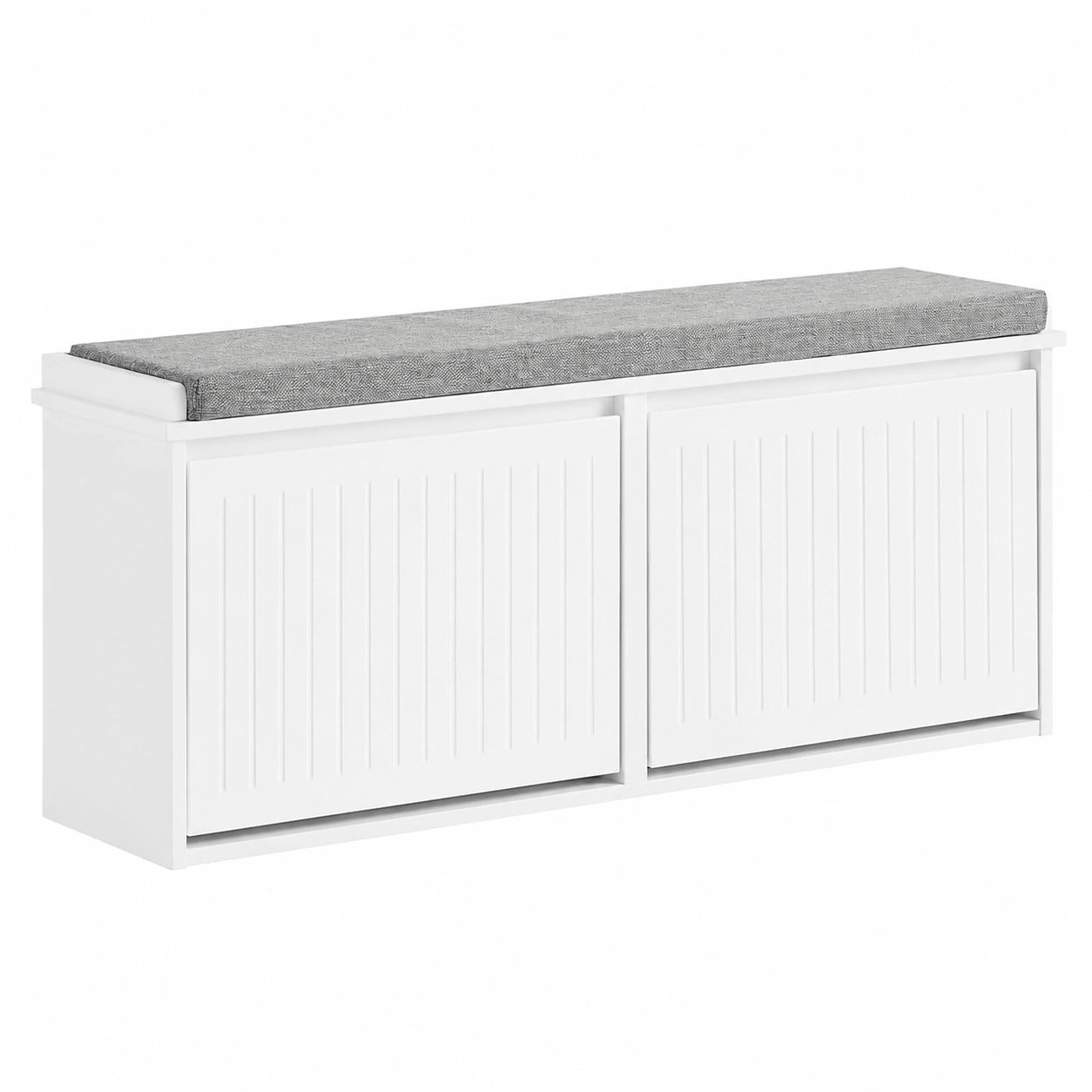 SoBuy Schuhschrank mit Sitzkissen und Stauraum, 158 kg tragfähig, Weiß, Flur und Wohnzimmer, 100x46x26 cm