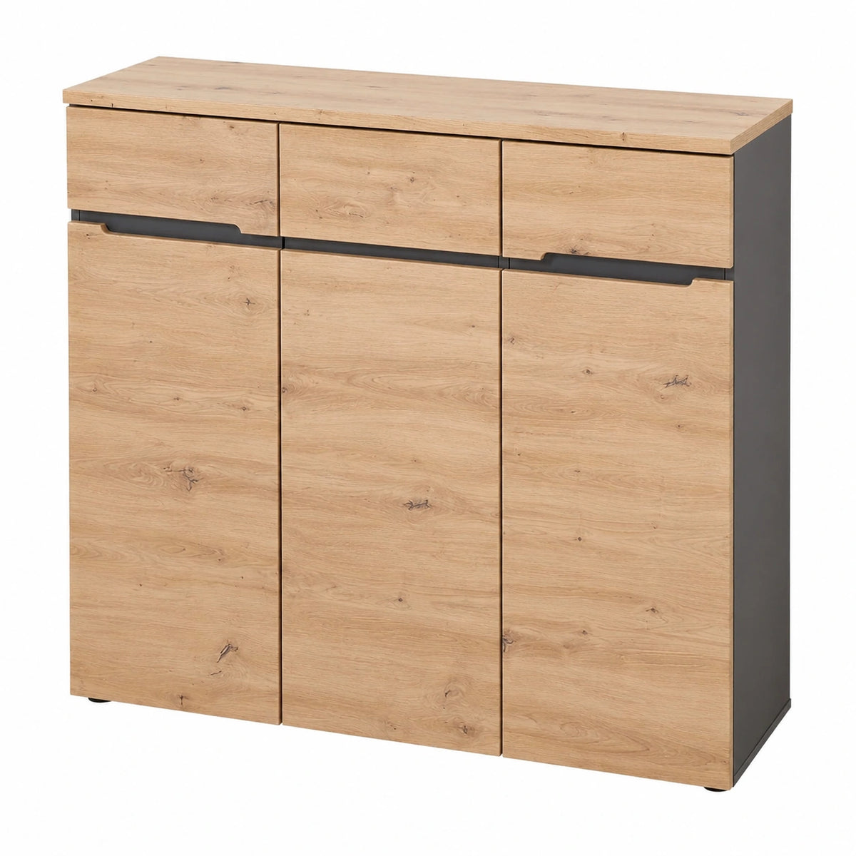 Moderner Schuhschrank aus Artisan Eiche und Graphit, viel Stauraum, 120x107x38 cm