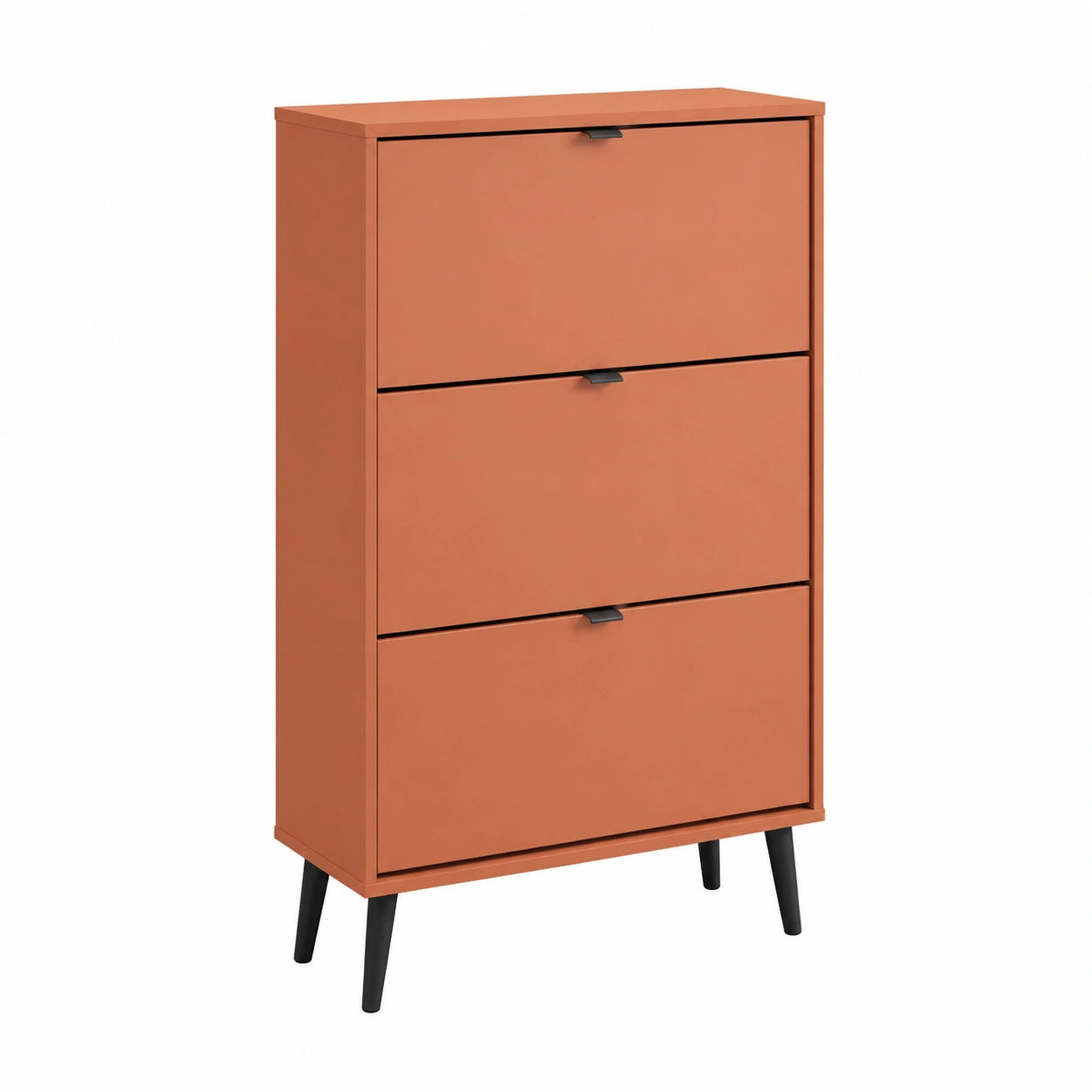 Moderner Schuhschrank mit verstellbaren Fächern, Terrakotta, 3 Klappen, 70x125x24 cm für Flur