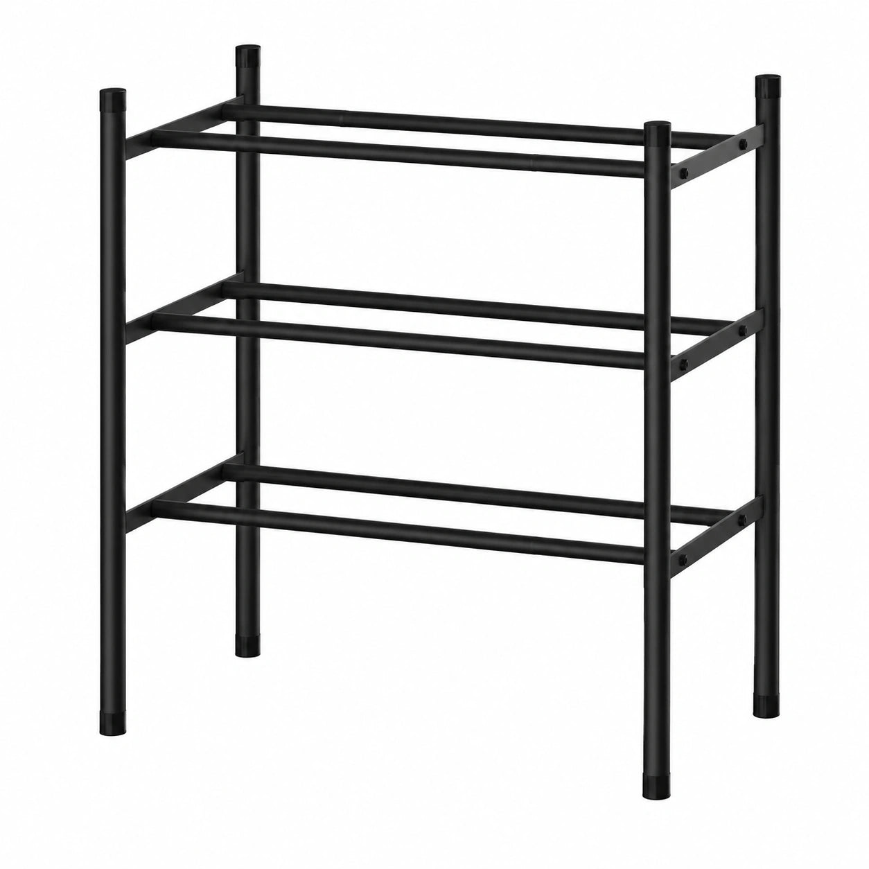 ViviDreamore Flexibler Schuhständer, 4-stufiges Metallregal, anpassbar von 45 bis 82 cm, ideal für Flur und Garderobe, Schwarz