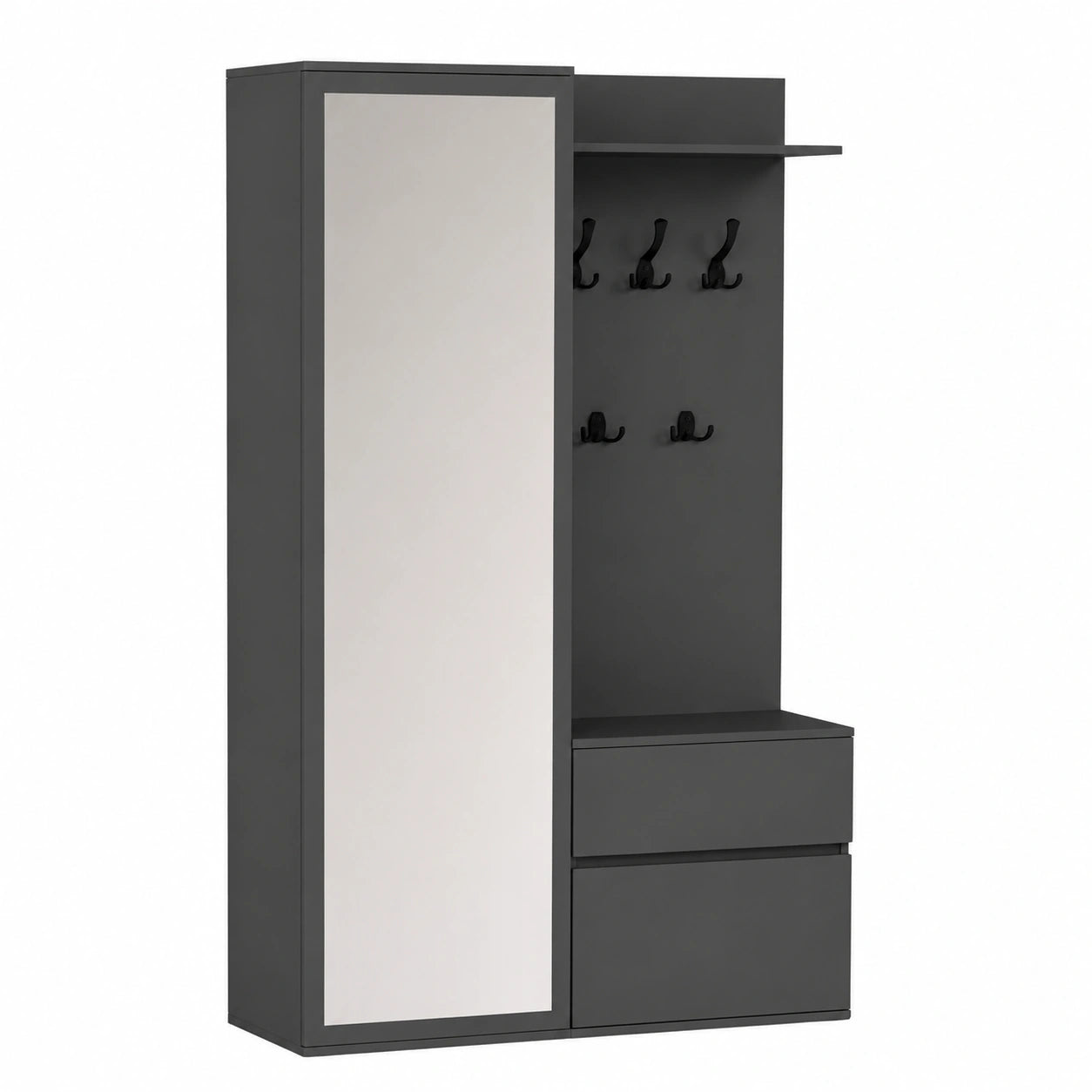 Modernes Flurgarderoben-Set in Anthrazit, 3-teilig mit Spiegel und Schuhschrank