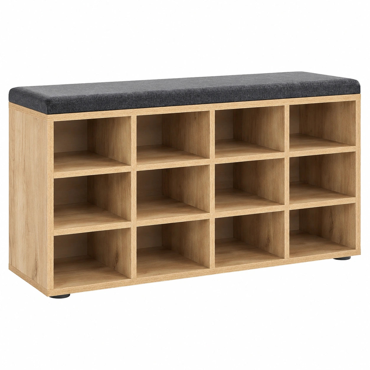 KOMTO Schuhbank mit Stauraum und Sitzpolster - Regal in Honig-Eiche, 104 x 50 x 30 cm, für Flur und Garderobe