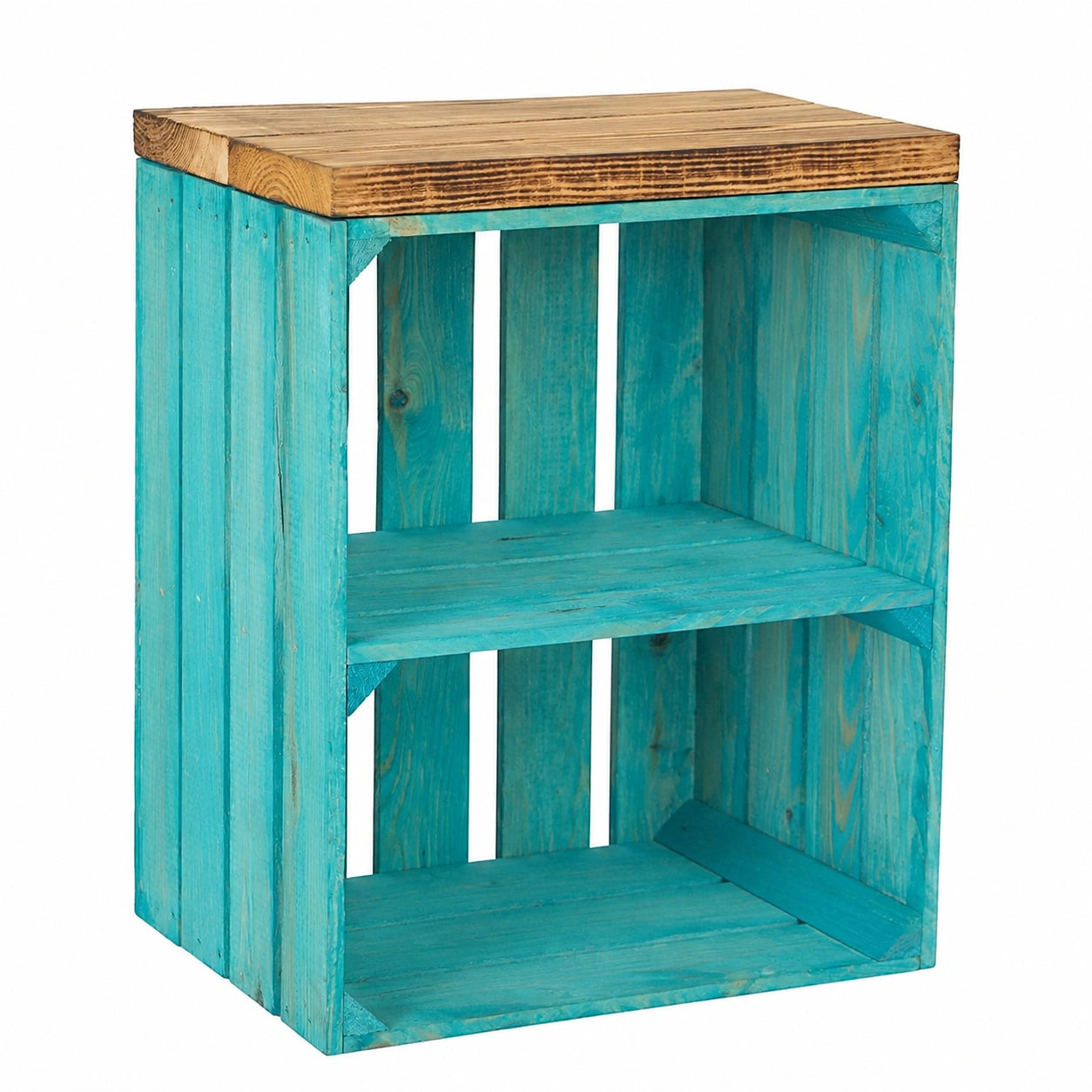 Rustikaler Sitzhocker aus Holzkiste mit 16 Fächern, Beistelltisch, Schuhregal, 53x40x30 cm
