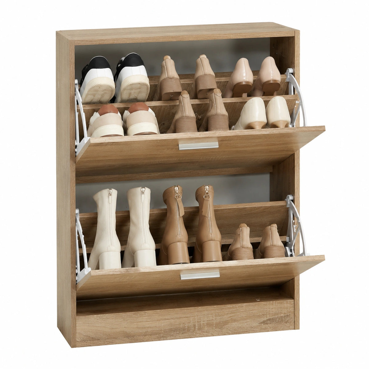 Moderner Schuhschrank mit 2 Klappen für 12 Paar Schuhe, Sonoma-Eiche 81x63x24 cm