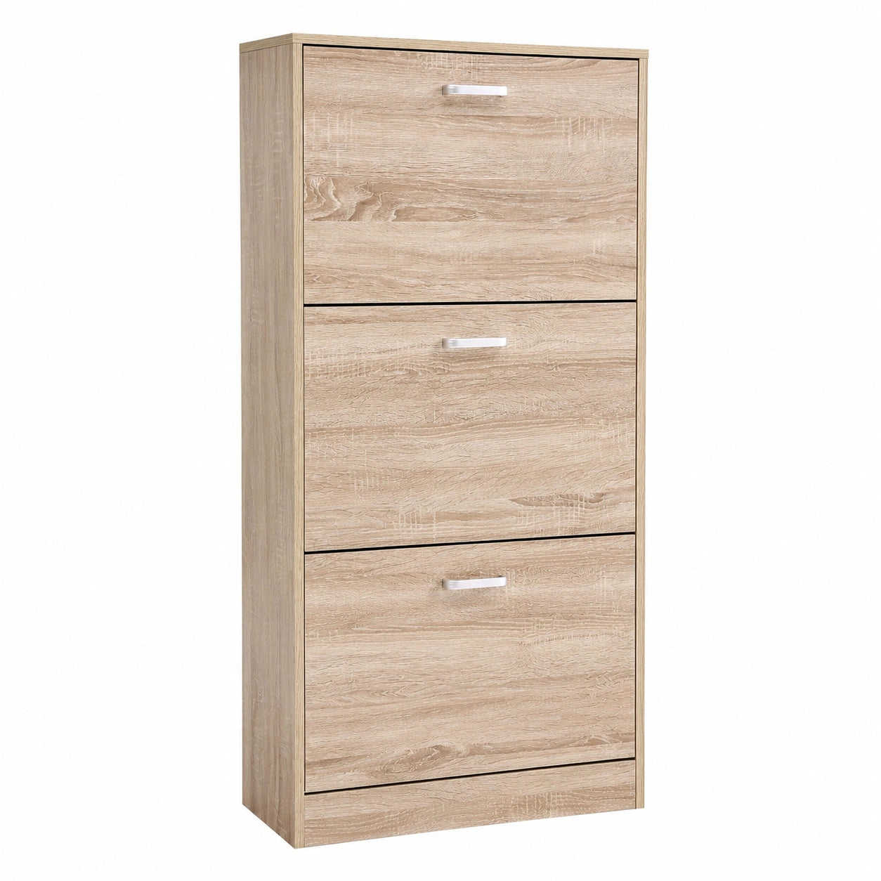VASAGLE Schuhschrank mit 3 Klappen, verstellbar, Eichen-Optik, 60 x 120 x 24 cm