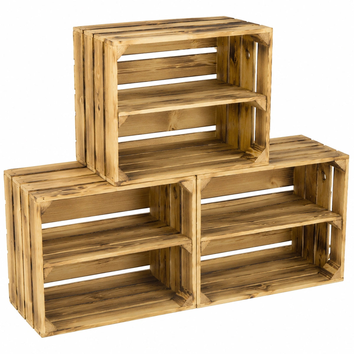 Schuhregal aus Holz, 3-teilig, für 12 Paar Schuhe, rustikales Design, Maße 50x30x40cm
