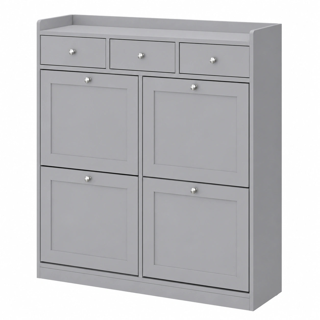 Vicco Schuhkipper Vitto in Grau, 100x99,5 cm, platzsparende Schuh- und Accessoire-Aufbewahrung mit 3 Schubladen & 4 Klappfächern