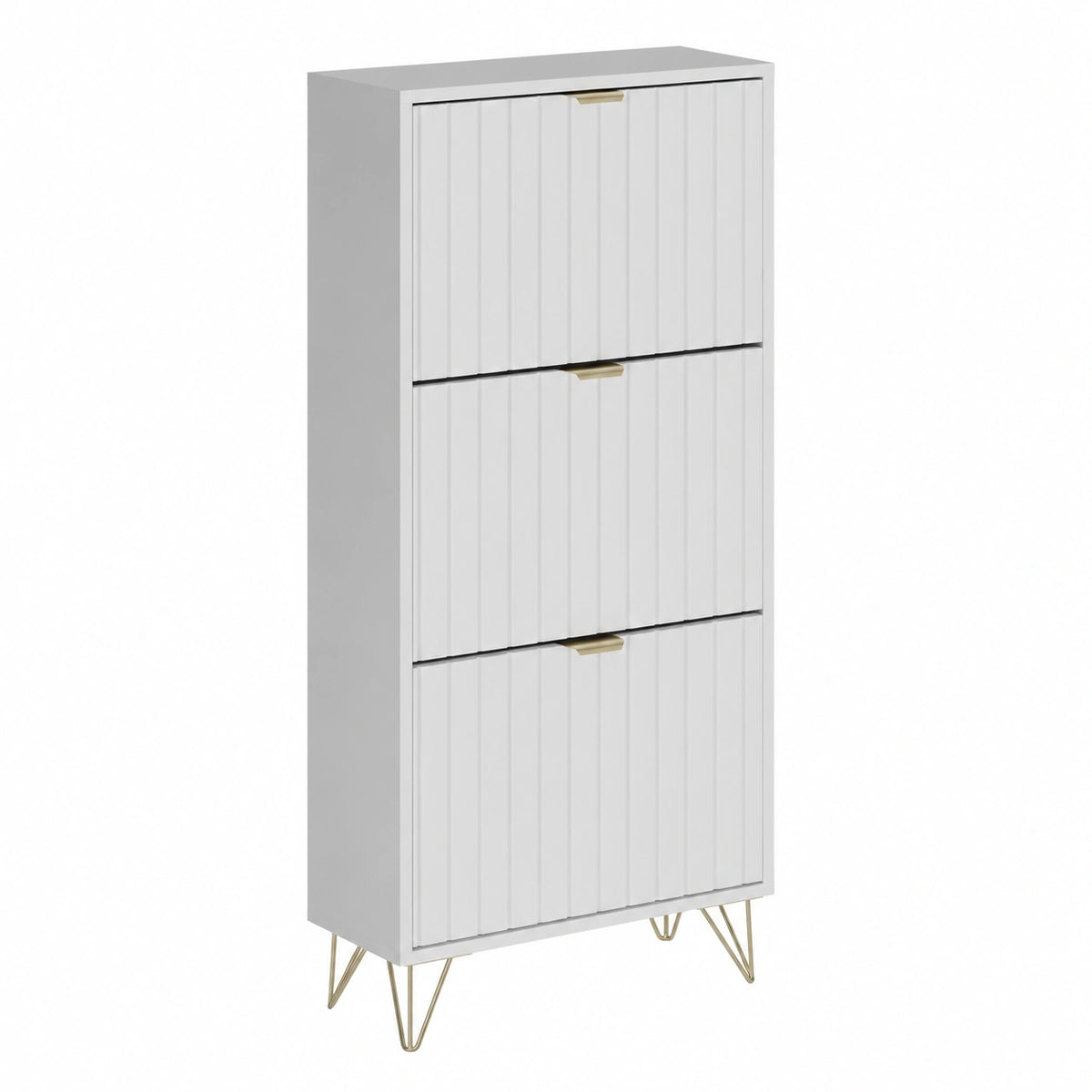 Vicco Schuhschrank Helge - Weiß, 60x128,5 cm, 3 Ablagen für Eingang