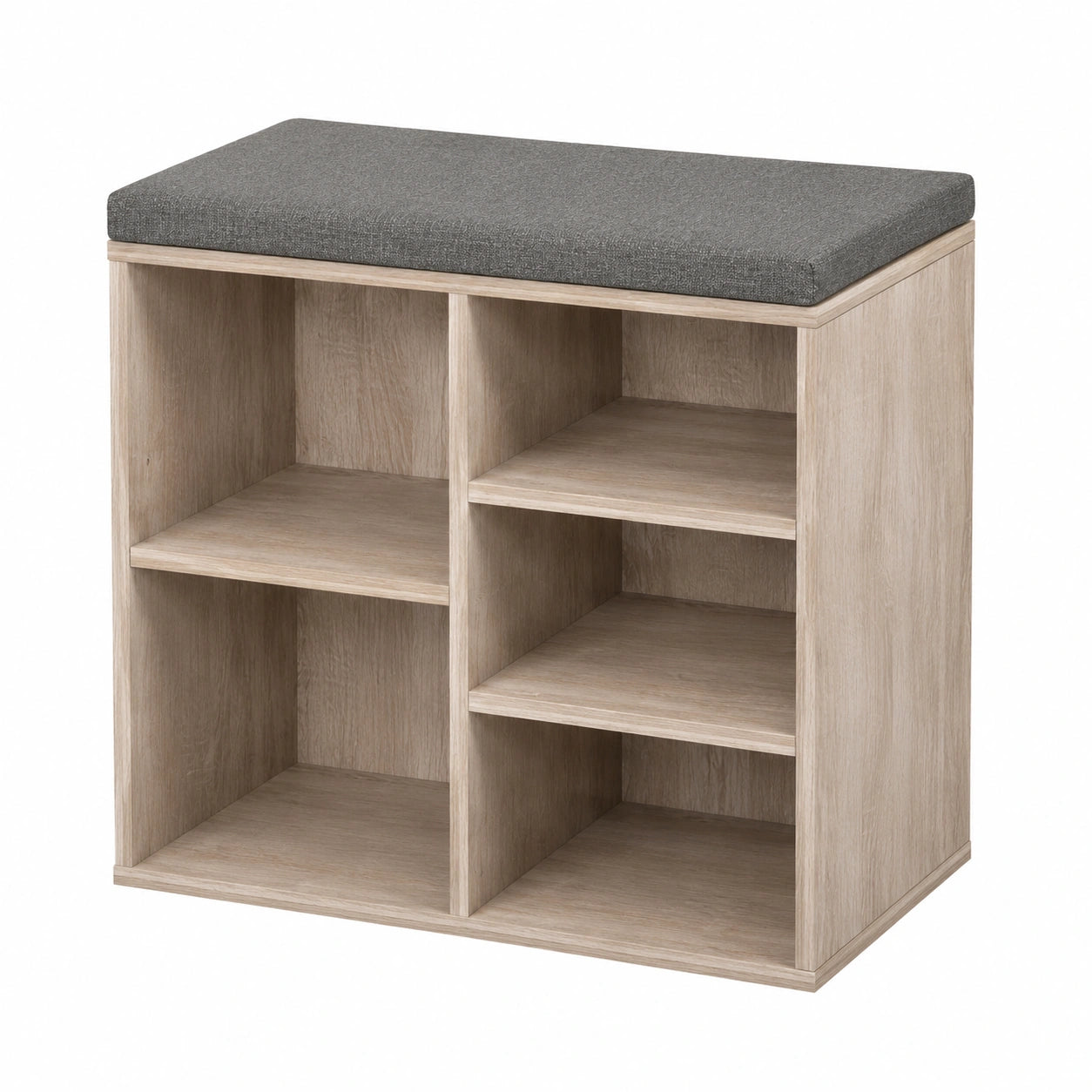 Schuhschrank mit Sitzpolster, Holzdekor: Gekälktes Weiß, Maße: 51,5 x 48 x 29,5 cm