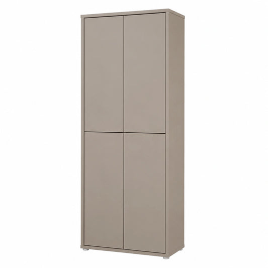 Moderner Schuhschrank ALICE SPRINGS, 4 Türen, Holzwerkstoff in Taupe, 74,5 x 191,9 x 34,9 cm