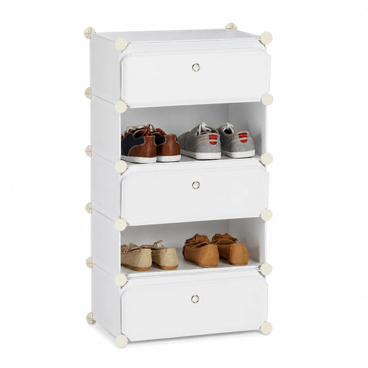 Modulares Schuhregalsystem aus Kunststoff mit 6 Fächern, Weiß