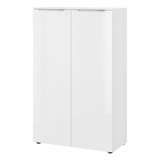 Moderner Schuhschrank mit Glasfront in Weiß, 87 x 120 x 40 cm