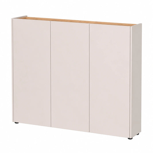 Moderner Schuhschrank mit grifflosem Design, Eiche Navarra, Kaschmir, 138x105x25 cm