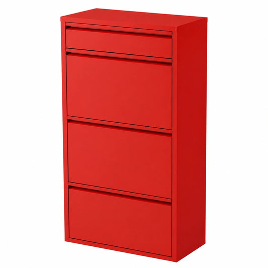 Kare Design Platzsparender Schuhschrank Caruso aus Metall in Rot für 6 Paar Schuhe