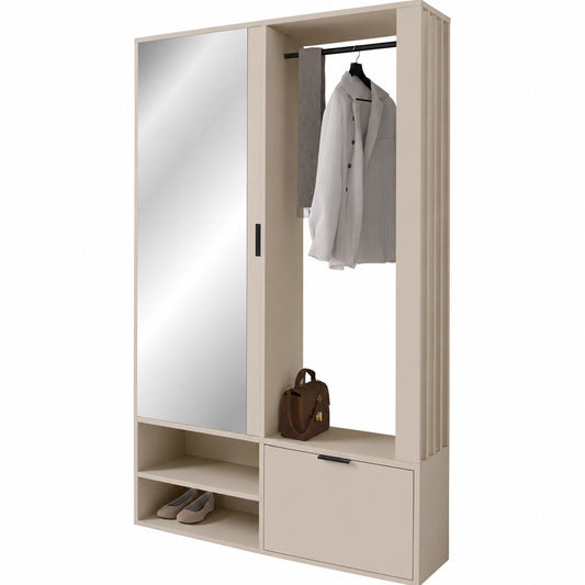 Komplettes Garderoben-Set Raldento mit Spiegel und Schuhschrank in Kaschmir
