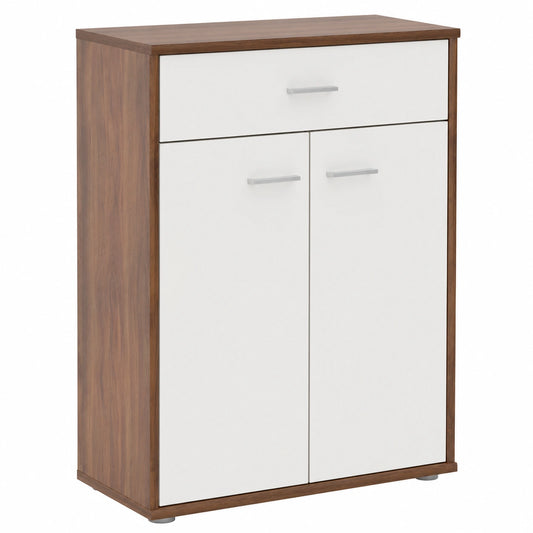 CARO-Möbel Sideboard Tommy mit Schubladen und Türen, Nussbaum/Weiß