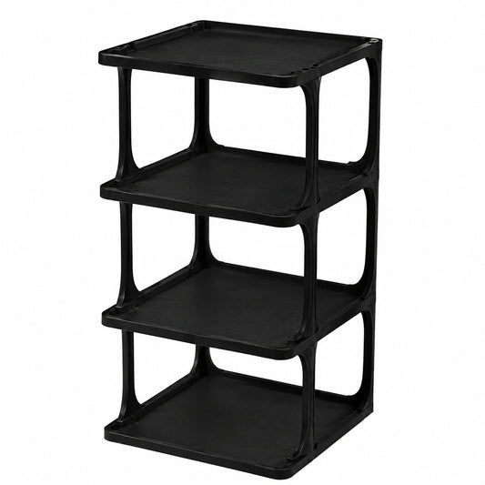 Schuhorganizer für Maximale Platzeffizienz, Kompatibel mit Verschiedenen Schuhtypen, 4-stufig, Schwarz