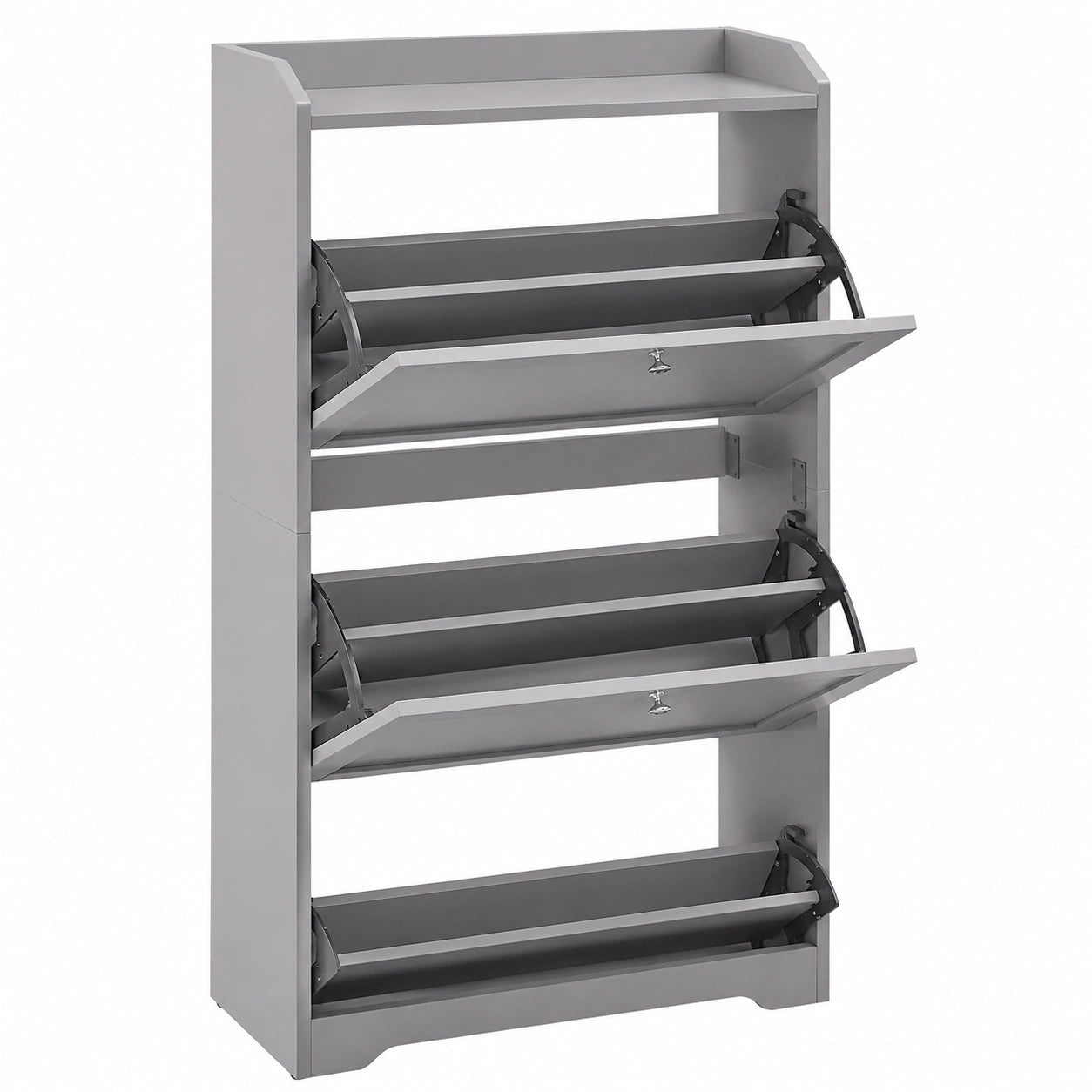 VASAGLE Schuhschrank mit 3 verstellbaren Klappen, Taubengrau, für 12-20 Paar, 24x60x121,2 cm