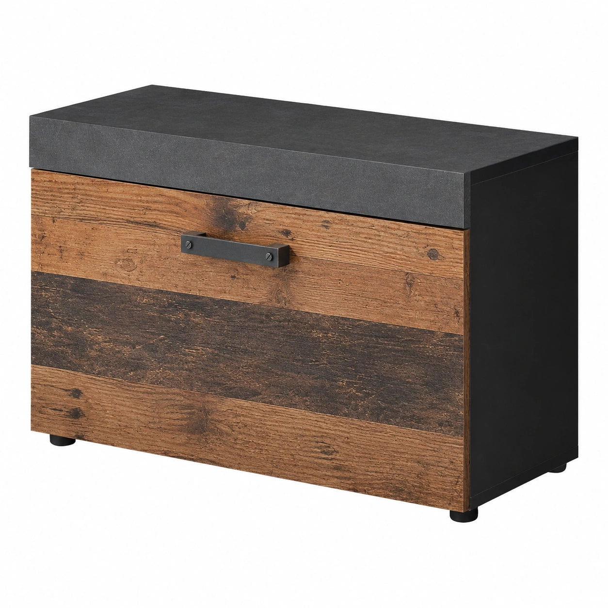Trendteam Kommode Indy - Eiche/Grau Sitzbank, 1 Klappe & 2 Böden, 80x45x37 cm