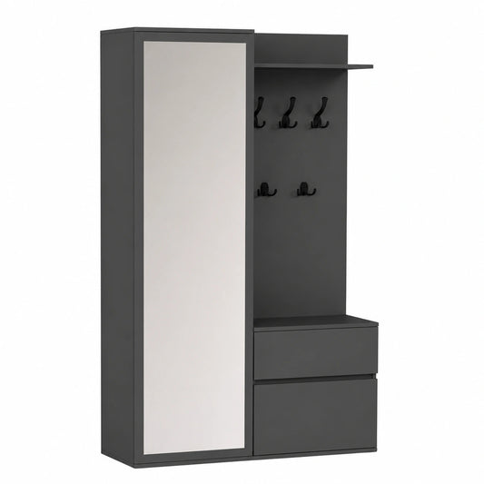 Modernes Flurgarderoben-Set in Anthrazit, 3-teilig mit Spiegel und Schuhschrank